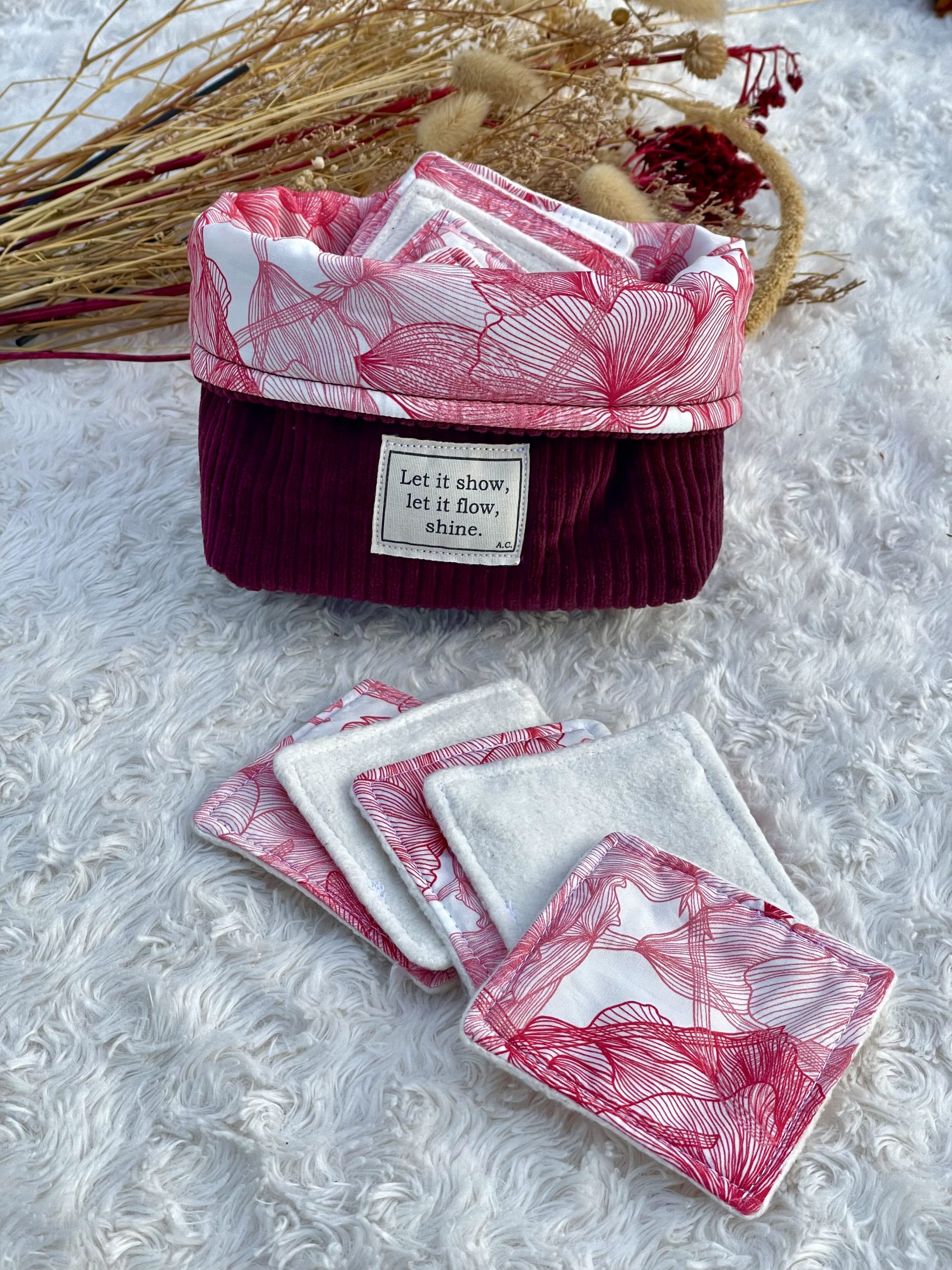 Panier avec cotons lavables